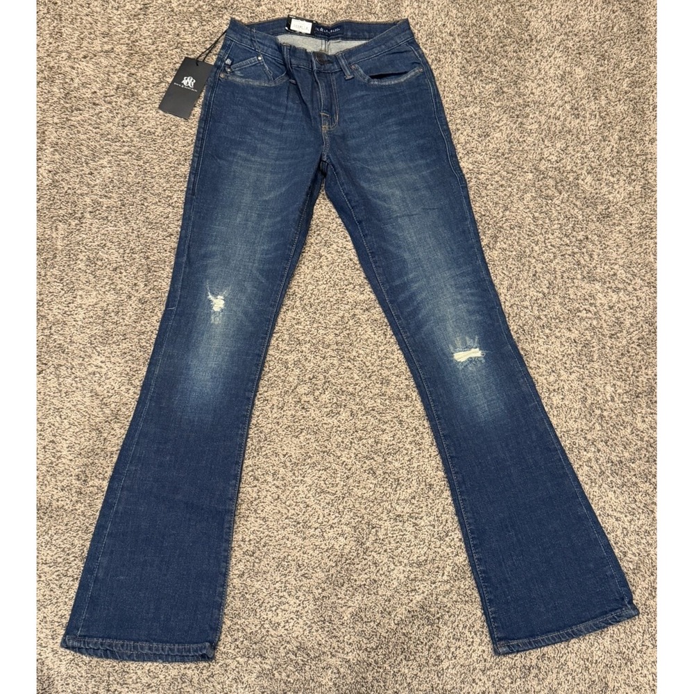 Ladies "Rock&Republic" 4M, Tattle-Tale(Blue), Distressed MidRise Bootcut Jeans